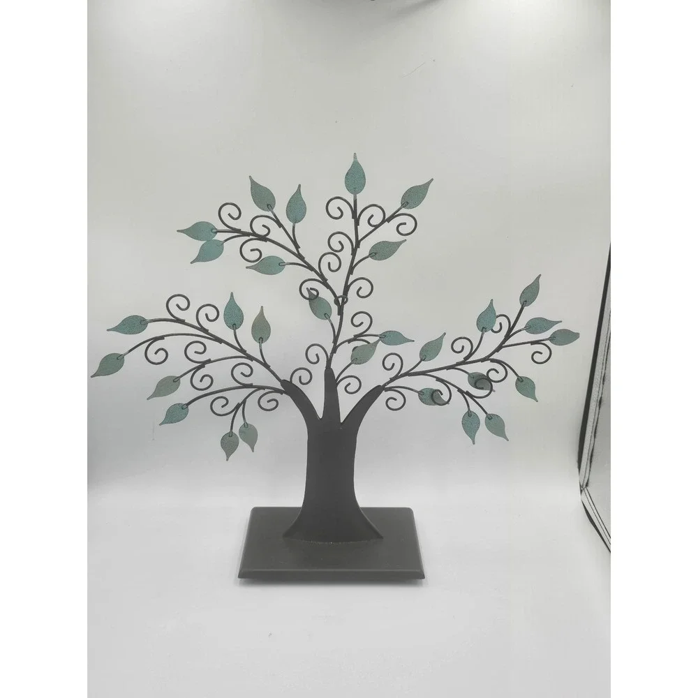Hallmark 2003 Metal Jewelry Tree Stand Verdigris Leaves Bronze Tone Organizer